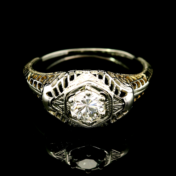 18KW Diamond Solitaire Ring.  One Round Diamond 0.29ct. Chipper's Jewelry Bonney Lake, WA