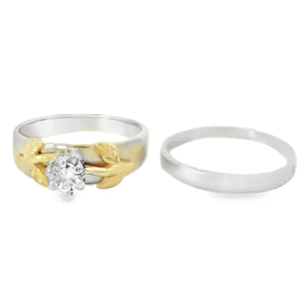 14K Vintage Two Tone Floral Design Wedding Set Chipper's Jewelry Bonney Lake, WA