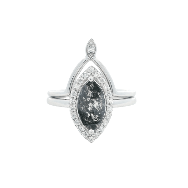 14K White Gold Salt And Pepper Marquise Wedding Set Chipper's Jewelry Bonney Lake, WA