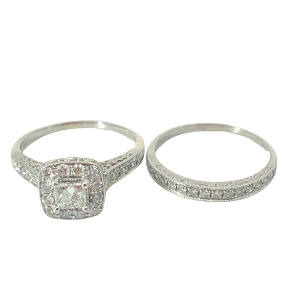14K White Gold Diamond Halo Wedding Set Chipper's Jewelry Bonney Lake, WA