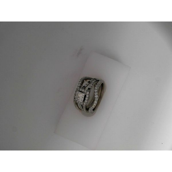 14KW Diamond Wedding Set 1.66ctw. Center = Princess Cut 0.61ct D/SI2 SZ 5.5 Chipper's Jewelry Bonney Lake, WA