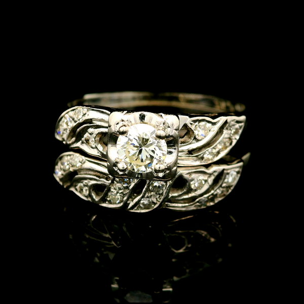 14KW Vintage Diamond Wedding Set SZ 6.5. Image 2 Chipper's Jewelry Bonney Lake, WA