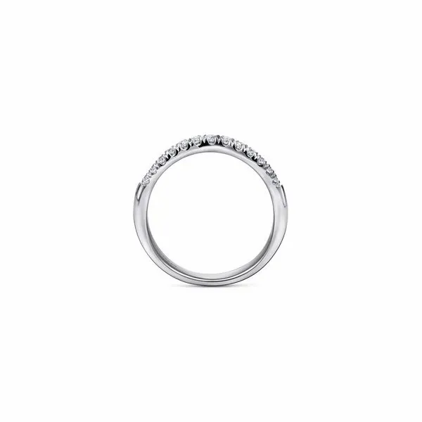 14K White Gold French Pave Diamond Curved Wedding Band Image 2 Chipper's Jewelry Bonney Lake, WA