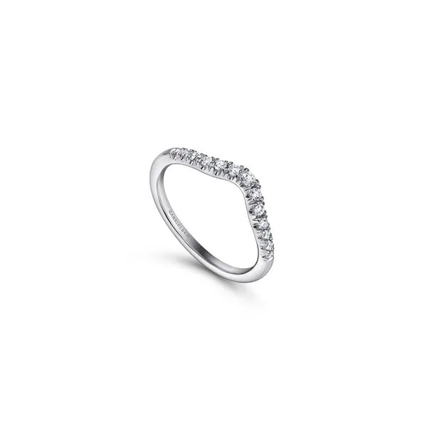 14K White Gold French Pave Diamond Curved Wedding Band Ring Size 6.5 Gabriel and Co. | Chipper's Jewelry Image 3 Chipper's Jewelry Bonney Lake, WA