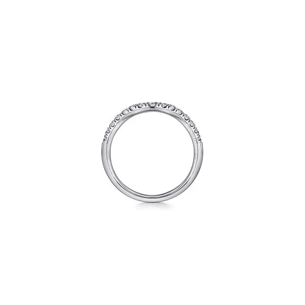 Curved French Pave Diamond Wedding Band in 14K White Gold Image 2 Chipper's Jewelry Bonney Lake, WA