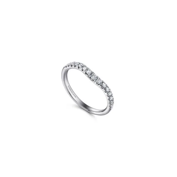 Curved French Pave Diamond Wedding Band in 14K White Gold Image 3 Chipper's Jewelry Bonney Lake, WA