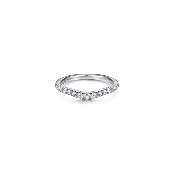 Curved French Pave Diamond Wedding Band in 14K White Gold Chipper's Jewelry Bonney Lake, WA