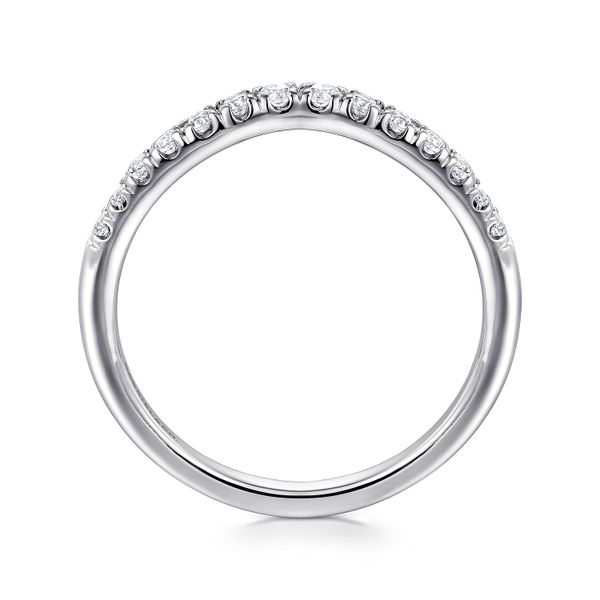 14K White Gold French Pave Diamond Curved Wedding Band Ring Size 6.5 Gabriel and Co. | Chipper's Jewelry Image 2 Chipper's Jewelry Bonney Lake, WA