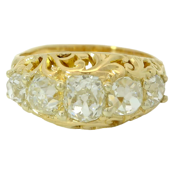 5-Stone Diamond Ring With Approximately 2.50ctw Old Mine Brilliant Cuts.  SZ 9. Chipper's Jewelry Bonney Lake, WA