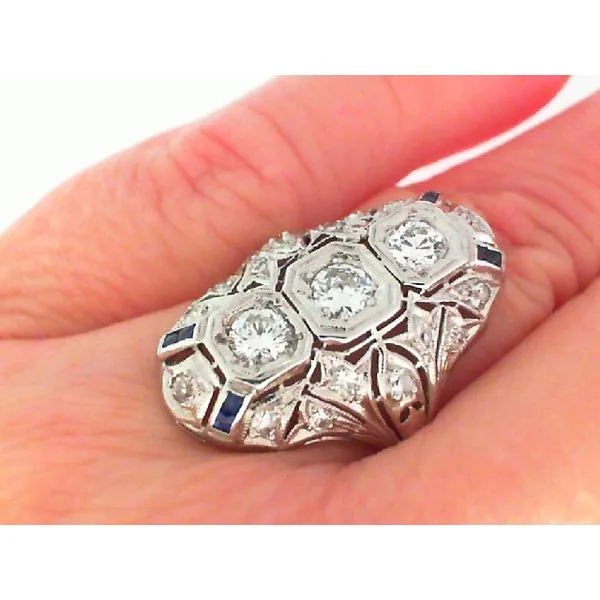 Diamond and Sapphire Platinum Deco Fashion Ring Chipper's Jewelry Bonney Lake, WA