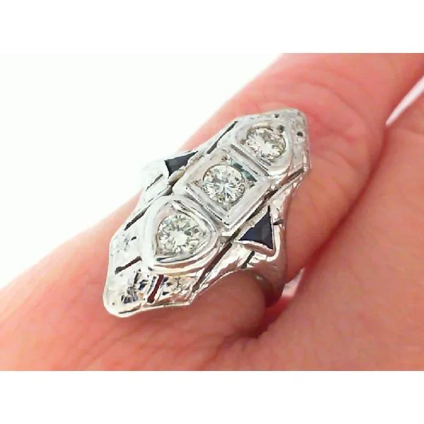 Art Deco 18K White Gold Diamond and Sapphire Ring Chipper's Jewelry Bonney Lake, WA