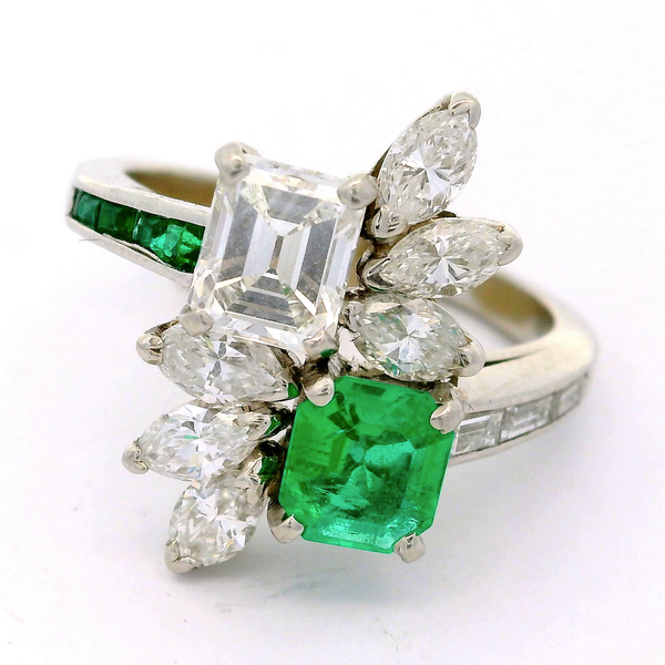 Platinum Diamond & Emerald Vintage Ring Chipper's Jewelry Bonney Lake, WA