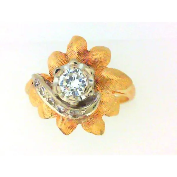 14K White & Yellow Gold .38ctw Diamond Flower Ring Chipper's Jewelry Bonney Lake, WA