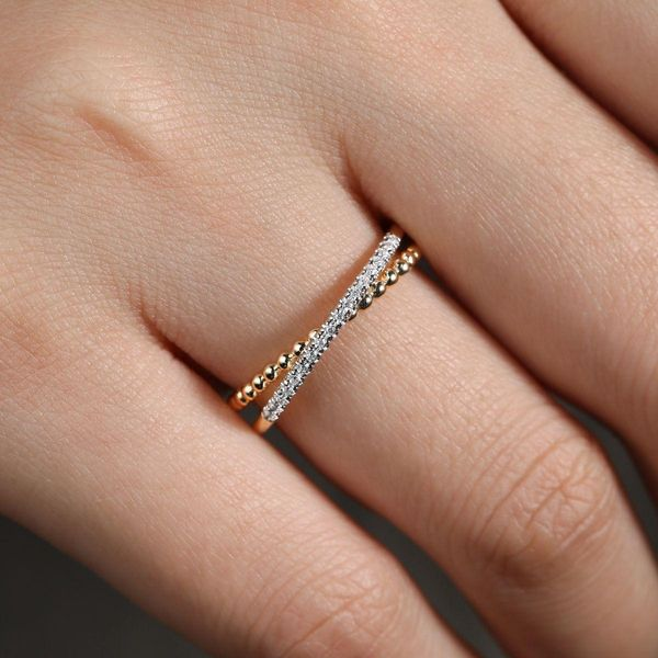 14K Yellow Gold Diamond Criss Cross Fashion Ring Image 5 Chipper's Jewelry Bonney Lake, WA