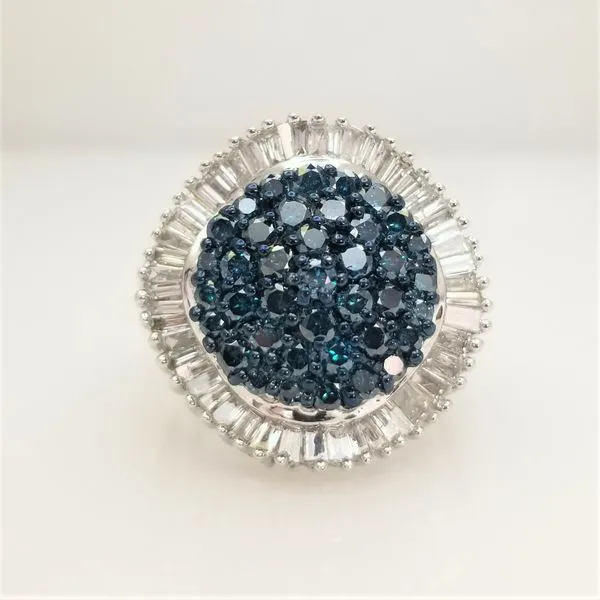 14K White Gold Irradiated Blue and Baguette White Diamond Ring Chipper's Jewelry Bonney Lake, WA