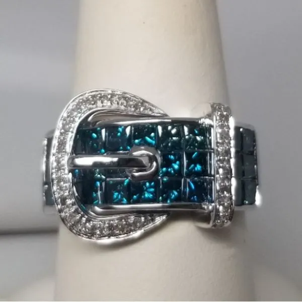14K White Gold White and Irradiated Blue Diamond Ring Chipper's Jewelry Bonney Lake, WA