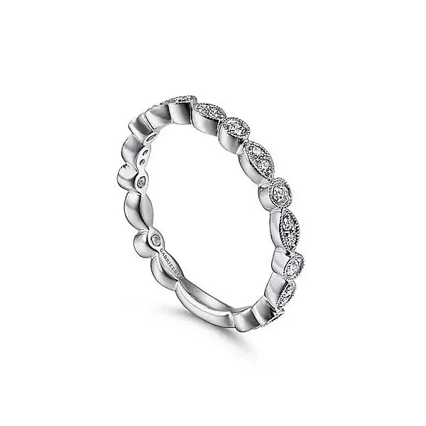 14K White Gold Marquise & Round Station Diamond Women's Fashion Ring Image 2 Chipper's Jewelry Bonney Lake, WA
