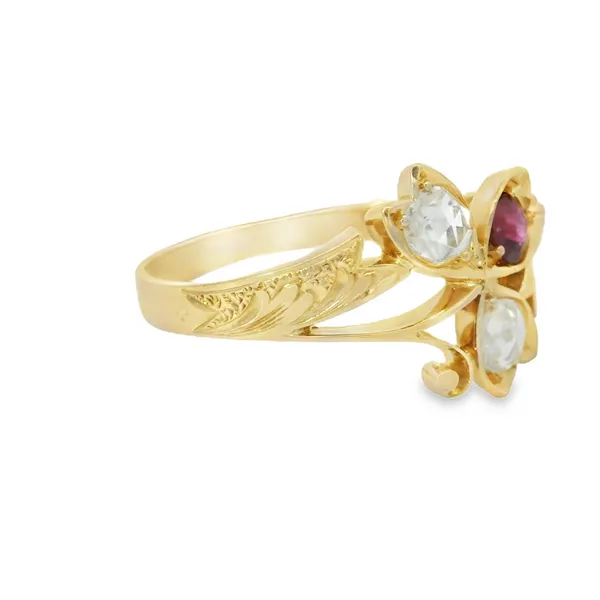 18KR Vintage Rosecut Diamond Ruby Ring Sz. 7.5 Image 3 Chipper's Jewelry Bonney Lake, WA