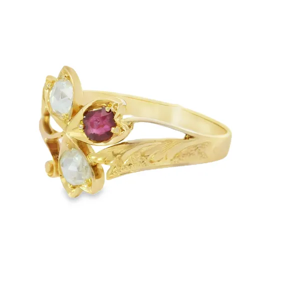18KR Vintage Rosecut Diamond Ruby Ring Sz. 7.5 Image 4 Chipper's Jewelry Bonney Lake, WA