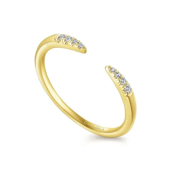 14K Yellow Gold Open Diamond Tipped Stackable Ring Image 2 Chipper's Jewelry Bonney Lake, WA