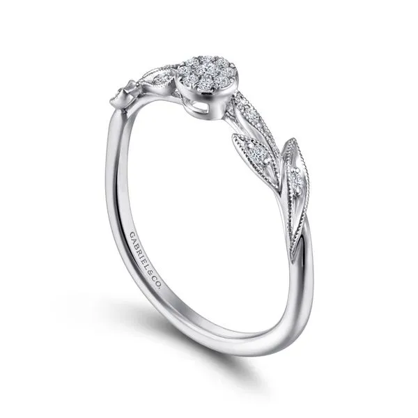14K White Gold Diamond Floral Stackable Fashion Ring Image 3 Chipper's Jewelry Bonney Lake, WA