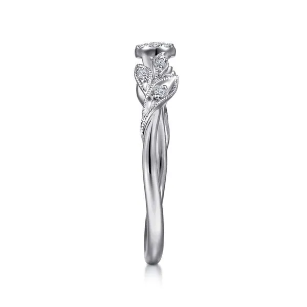 14K White Gold Diamond Floral Stackable Fashion Ring Image 4 Chipper's Jewelry Bonney Lake, WA