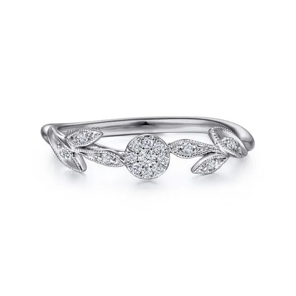 14K White Gold Diamond Floral Stackable Fashion Ring Chipper's Jewelry Bonney Lake, WA