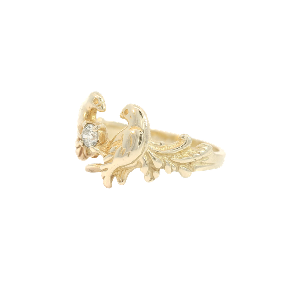 14KY Diamond Love Birds Ring. Round Diamond 0.08ctw.  SZ 6.5 Image 4 Chipper's Jewelry Bonney Lake, WA