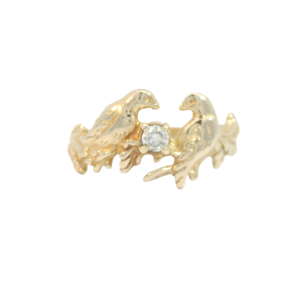 14KY Diamond Love Birds Ring. Round Diamond 0.08ctw.  SZ 6.5 Chipper's Jewelry Bonney Lake, WA