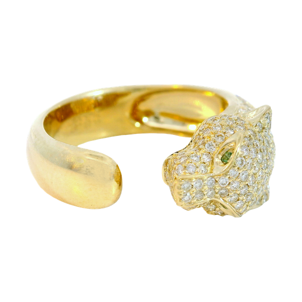 14KY Diamond Emerald Panther Ring Sz. 6.5 .74ctw Dia SI I .01ctw Emerald Chipper's Jewelry Bonney Lake, WA