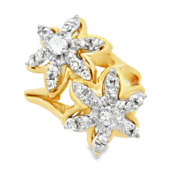 14KTT Floral Motif Diamond Ring.  Approximately 0.52ctw. Chipper's Jewelry Bonney Lake, WA