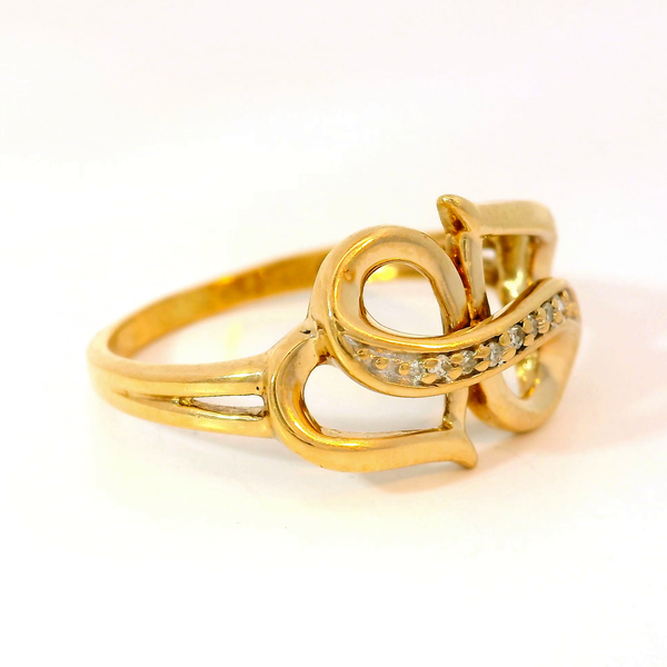10K Yellow Gold Diamond Ring With Twin Hearts and Infinity Symbol. Size 6. Image 2 Chipper's Jewelry Bonney Lake, WA