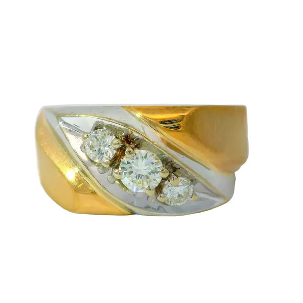 14K Two Tone 3 Stone Diamond Men's Ring Chipper's Jewelry Bonney Lake, WA