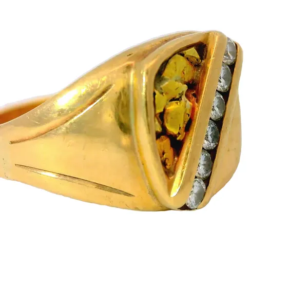10K Yellow Gold Nugget Diamond Mens Ring Image 2 Chipper's Jewelry Bonney Lake, WA
