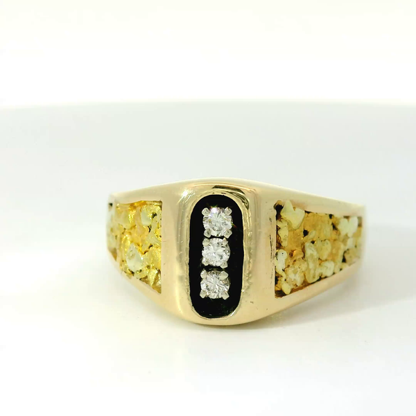 14K Yellow Gold Natural Nugget Diamond Men's Ring Image 3 Chipper's Jewelry Bonney Lake, WA