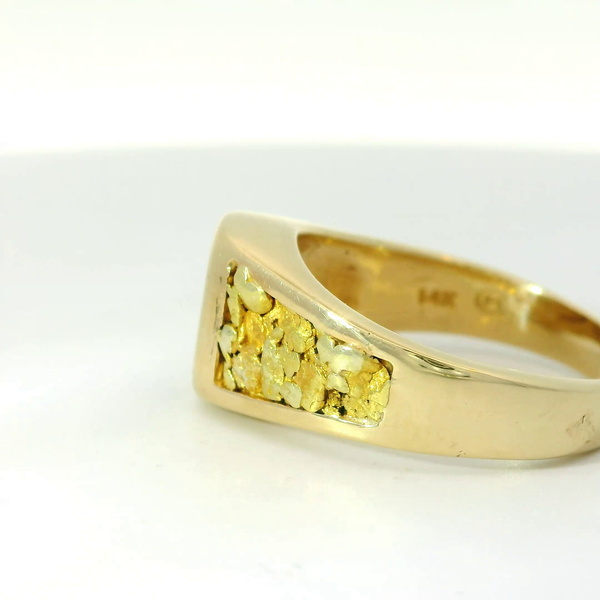 14K Yellow Gold Natural Nugget Diamond Men's Ring Image 4 Chipper's Jewelry Bonney Lake, WA