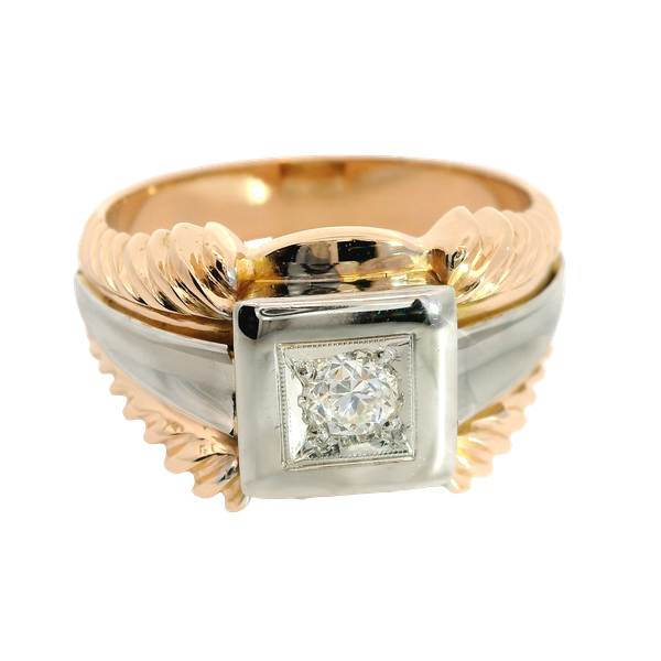 18KTT Gent's Ring with Old Euro Diamond 0.26ct G/VS2 Chipper's Jewelry Bonney Lake, WA