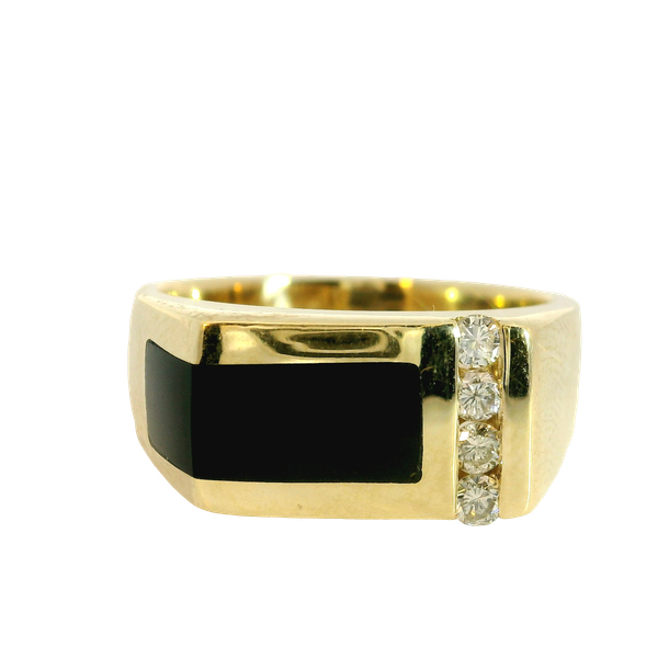 14KY Onyx and Diamond Ring.  SZ 9.25  Diamonds approximately 0.20ctw Chipper's Jewelry Bonney Lake, WA