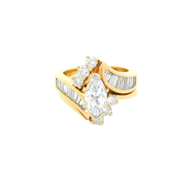 14K Yellow Gold Diamond Semi-Mount Ring with Baguettes and Round Diamonds Image 2 Chipper's Jewelry Bonney Lake, WA