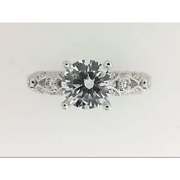 18KW Semi-Mount CZ Ctr Milgrain Ring Image 2 Chipper's Jewelry Bonney Lake, WA