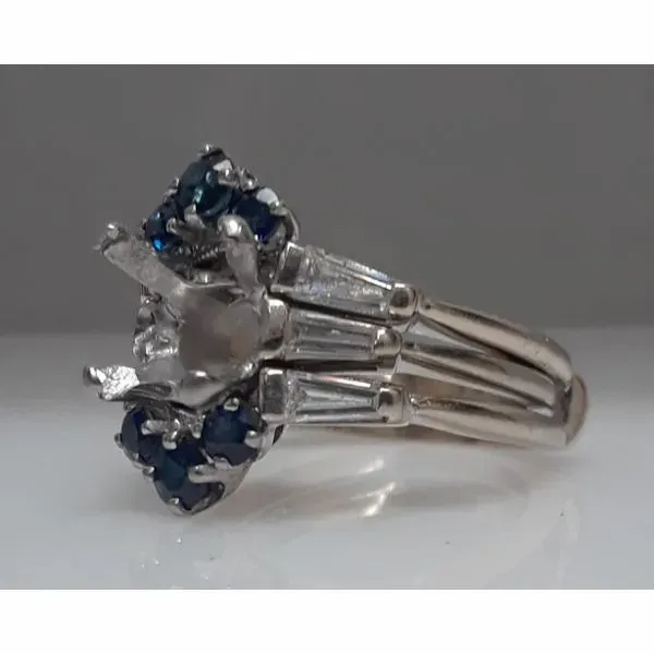 14K White Gold Diamond Solitaire Mount & Sapphire Wrap Ring Image 2 Chipper's Jewelry Bonney Lake, WA