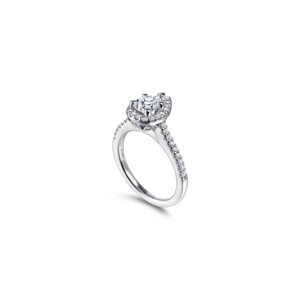 14K White Gold Diamond Engagement Ring with Pear Shaped Cubic Zirconia Center Ring Size 6.5 Gabriel and Co. | Chipper's Jewelry Image 3 Chipper's Jewelry Bonney Lake, WA