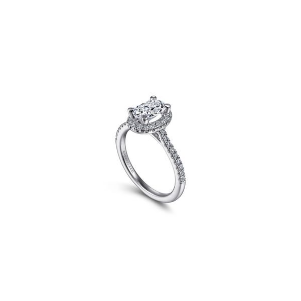 14K White Gold Diamond Engagement Ring with Oval Cubic Zirconia Center Ring Size 6.5 Gabriel and Co. | Chipper's Jewelry Image 3 Chipper's Jewelry Bonney Lake, WA