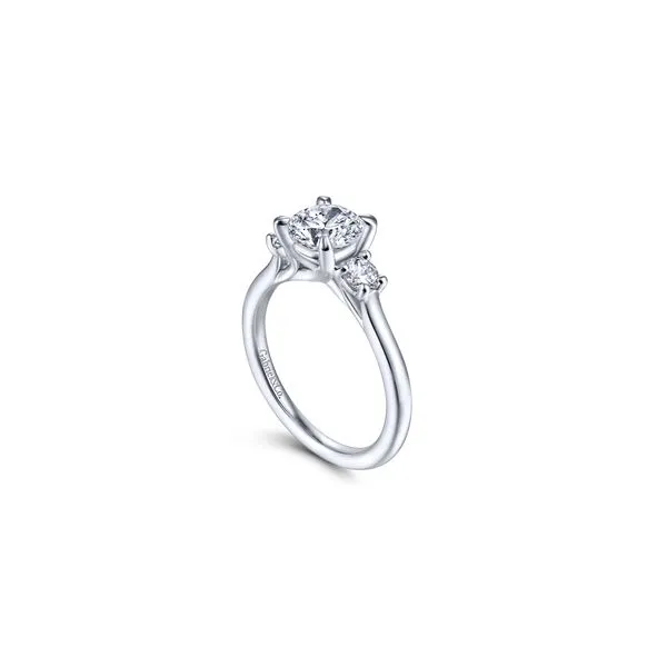 14K White Gold Diamond Engagement Ring with Cubic Zirconia Center and Diamond Side Stones Ring Size 6.5 Gabriel and Co. | Chippe Image 3 Chipper's Jewelry Bonney Lake, WA