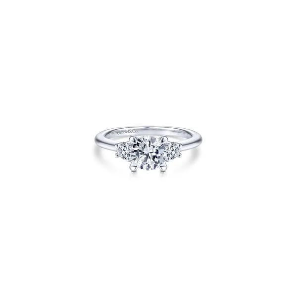 14K White Gold Diamond Engagement Ring with Cubic Zirconia Center and Diamond Side Stones Ring Size 6.5 Gabriel and Co. | Chippe Chipper's Jewelry Bonney Lake, WA