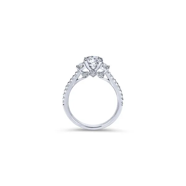 14K White Gold Diamond Engagement Ring with Round Cubic Zirconia Center and Diamond Side Stones Ring Size 6.5 Gabriel and Co. |  Image 2 Chipper's Jewelry Bonney Lake, WA