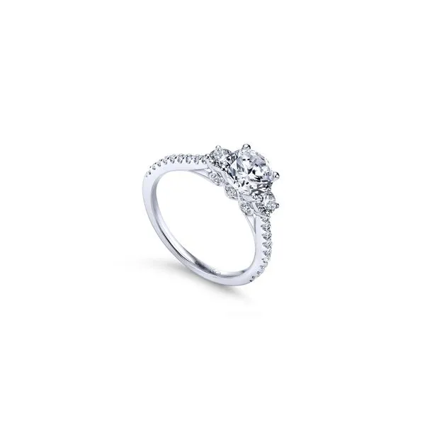 14K White Gold Diamond Engagement Ring with Round Cubic Zirconia Center and Diamond Side Stones Ring Size 6.5 Gabriel and Co. |  Image 3 Chipper's Jewelry Bonney Lake, WA