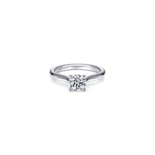 14K White Gold Engagement Ring with Round Cubic Zirconia Center Ring Size 6.5 Gabriel and Co. | Chipper's Jewelry Chipper's Jewelry Bonney Lake, WA