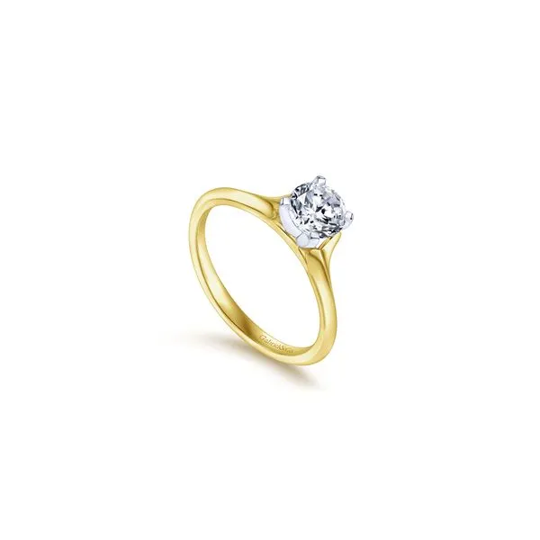 14K Two Tone Gold Diamond Engagement Ring with Cubic Zirconia Center Gabriel and Co. | Chipper's Jewelry Image 3 Chipper's Jewelry Bonney Lake, WA