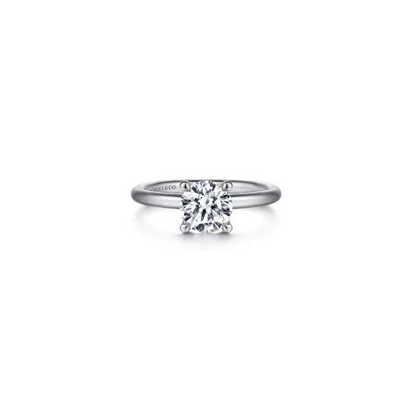 14K White Gold Engagement Ring with Round Cubic Zirconia Center Gabriel and Co. | Chipper's Jewelry Chipper's Jewelry Bonney Lake, WA
